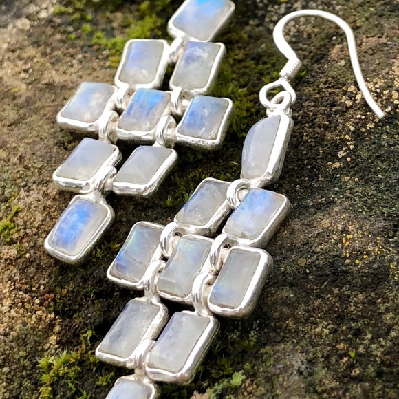 SOLD Moonstone Earrings - Picture 3 of 8